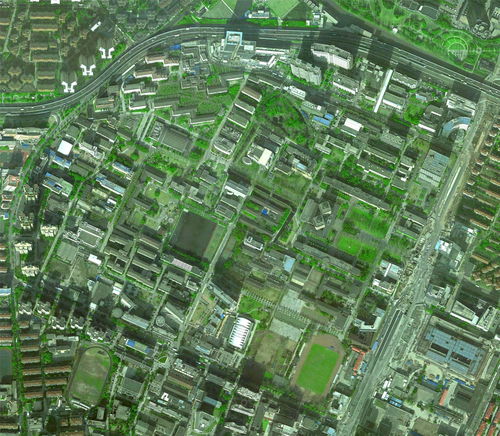 从一锹土到一幢楼,再到一座学府 在测绘影像图中,看上海高校 版图